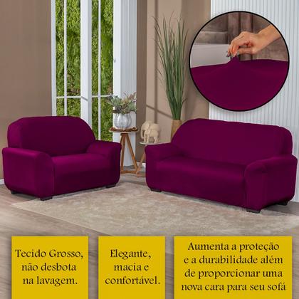 Imagem de Kit Capa De Sofá Lisa 3 E 2 Lugares Cor Preto