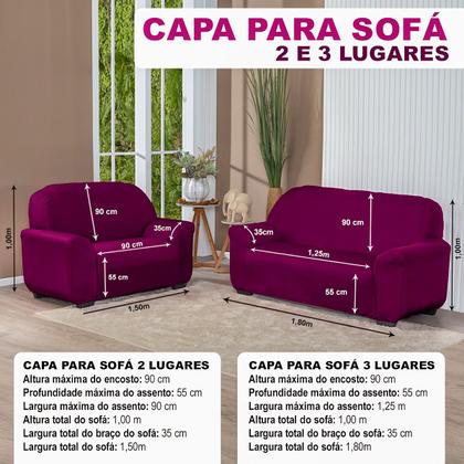 Imagem de Kit Capa De Sofá Lisa 3 E 2 Lugares Cor Preto