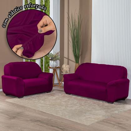 Imagem de Kit Capa De Sofá Lisa 3 E 2 Lugares Cor Preto