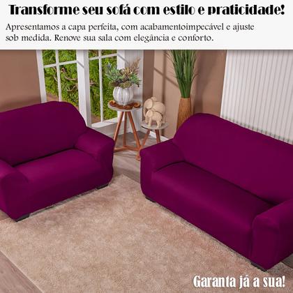 Imagem de Kit Capa De Sofá Lisa 3 E 2 Lugares Cor Preto
