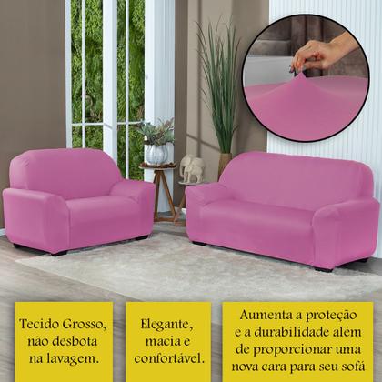 Imagem de Kit Capa De Sofá Lisa 3 E 2 Lugares Cor Preto