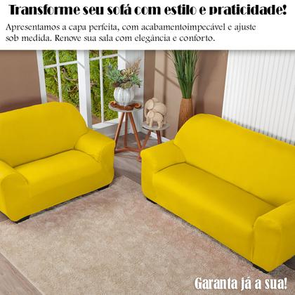 Imagem de Kit Capa De Sofá Lisa 3 E 2 Lugares Cor Preto