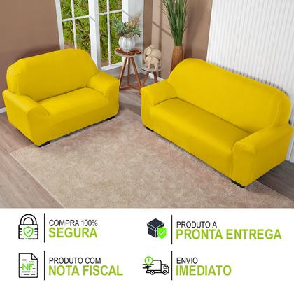 Imagem de Kit Capa De Sofá Lisa 3 E 2 Lugares Cor Preto