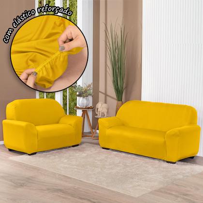 Imagem de Kit Capa De Sofá Lisa 3 E 2 Lugares Cor Preto