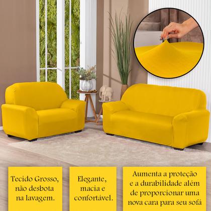 Imagem de Kit Capa De Sofá Lisa 3 E 2 Lugares Cor Preto