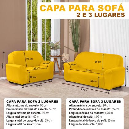 Imagem de Kit Capa De Sofá Lisa 3 E 2 Lugares Cor Preto