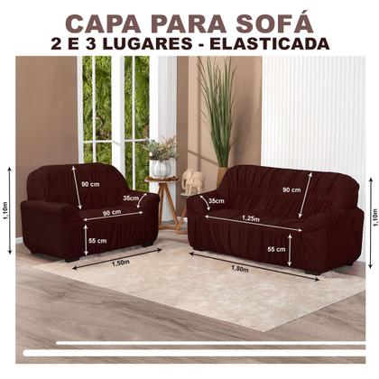 Imagem de Kit Capa De Sofá Protetor 3 E 2 Lugares Elasticada Marrom - Shop Casa Nobre