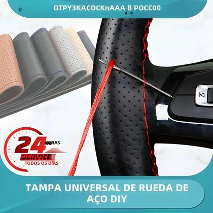 Imagem de Kit Capa de Volante de Carro 15 Polegadas - Antiderrapante, Macio e em Couro Artificial