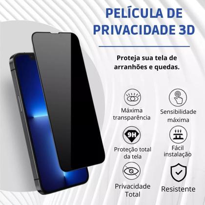 Imagem de Kit Capa G15 Case Capinha Moto G15 Anti Impacto Reforçada Silicone Transparente Flexível e Película 3D G15 Privacidade Vidro Anti Spy