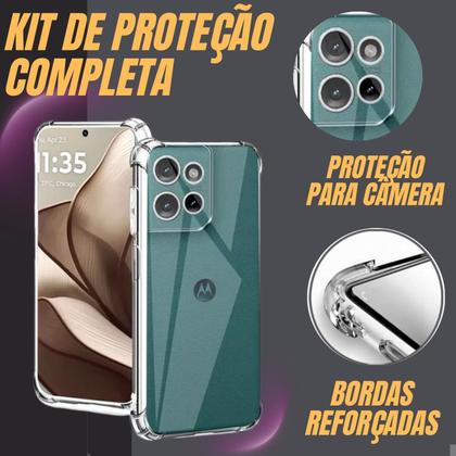 Imagem de Kit Capa G15 Case Capinha Moto G15 Anti Impacto Reforçada Silicone Transparente Flexível e Película 3D G15 Privacidade Vidro Anti Spy