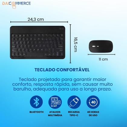Imagem de Kit Capa Giratória 360 + Película de Vidro + Teclado com Mouse + Bolsa p/ Galaxy Tab A9 Plus 11" (SM-X210 X216 X215)