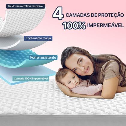 Imagem de Kit Capa Impermeável Protetora para Colchão Super King  02 Protetor Impermeável para Travesseiro  4 Camadas de Proteção