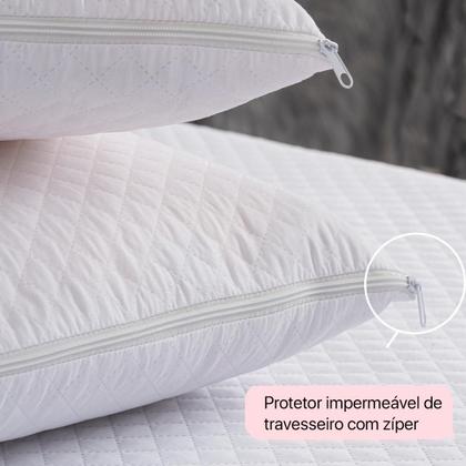 Imagem de Kit Capa Impermeável Protetora para Colchão Super King  02 Protetor Impermeável para Travesseiro  4 Camadas de Proteção
