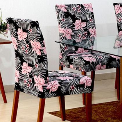 Imagem de Kit Capa Para Cadeira 6 Unidades Malha Gel Estampada
