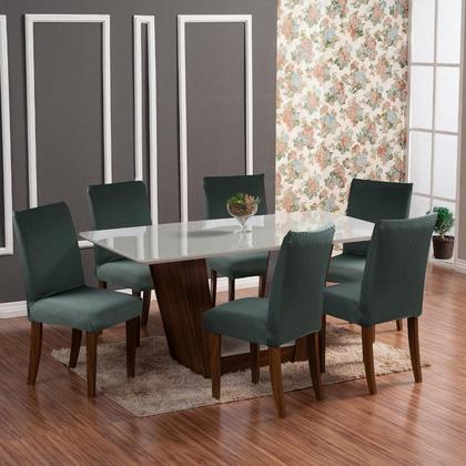 Imagem de Kit Capa para Cadeira Jantar 6 Lugares Matelada Dupla Verde