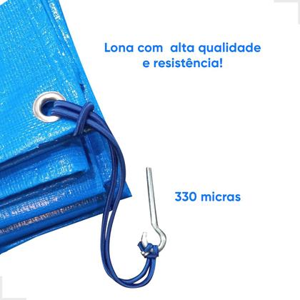 Imagem de Kit Capa para Piscina 10 em 1 Proteção Azul 300 Micras 3x6,5 / 6,5x3