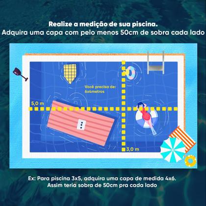 Imagem de Kit Capa para Piscina 10 em 1 Proteção Azul 300 Micras 3x9 / 9x3