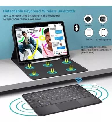 Imagem de Kit Capa Para Teclado Touchpad + Mouse Para Galaxy Tab A9+ Plus 11' Polegadas