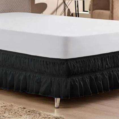 Imagem de Kit Capa Protetor de Colchão King Impermeável + 2 Protetor de Travesseiro + Saia Box com 2 Elásticos Ajustáveis