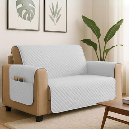 Imagem de Kit Capa Protetor de Sofá Retratil 2 e 3 Lugar Reclinável com Porta Objetos 5 Lugares Matelado