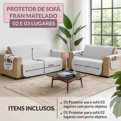Imagem de Kit Capa Protetor de Sofá Retratil 2 e 3 Lugar Reclinável com Porta Objetos 5 Lugares Matelado