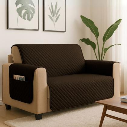 Imagem de Kit Capa Protetor de Sofá Retratil 2 e 3 Lugar Reclinável com Porta Objetos 5 Lugares Matelado