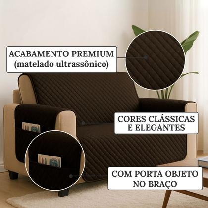 Imagem de Kit Capa Protetor de Sofá Retratil 2 e 3 Lugar Reclinável com Porta Objetos 5 Lugares Matelado