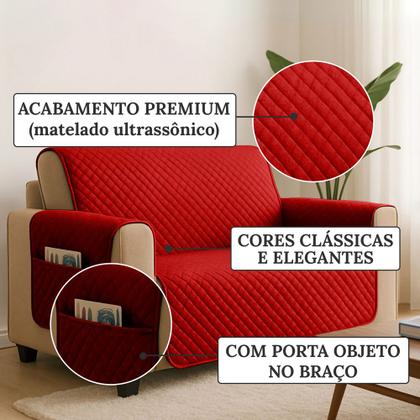 Imagem de Kit Capa Protetor de Sofá Retratil 2 e 3 Lugar Reclinável com Porta Objetos 5 Lugares Matelado