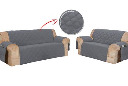 Imagem de KIt Capa Protetor de Sofá Retratil 3 e 2 Lugares com Porta Objetos