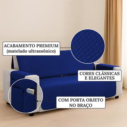 Imagem de Kit Capa Protetor De Sofá Retratil Reclinável 4 Lugares King com Viés Matelado Com Bolso Lateral Varias Cores