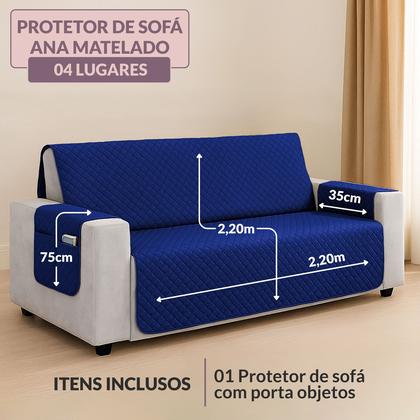 Imagem de Kit Capa Protetor De Sofá Retratil Reclinável 4 Lugares King com Viés Matelado Com Bolso Lateral Varias Cores