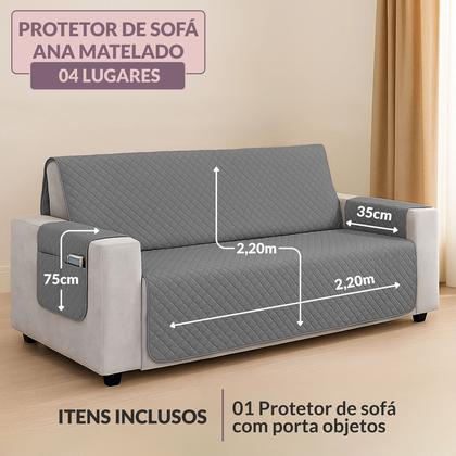 Imagem de Kit Capa Protetor De Sofá Retratil Reclinável 4 Lugares King com Viés Matelado Com Bolso Lateral Varias Cores