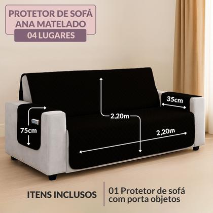Imagem de Kit Capa Protetor De Sofá Retratil Reclinável 4 Lugares King com Viés Matelado Com Bolso Lateral Varias Cores
