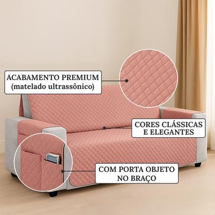 Imagem de Kit Capa Protetor De Sofá Retratil Reclinável 4 Lugares King com Viés Matelado Com Bolso Lateral Varias Cores
