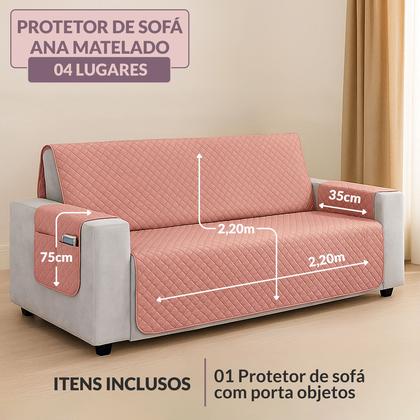 Imagem de Kit Capa Protetor De Sofá Retratil Reclinável 4 Lugares King com Viés Matelado Com Bolso Lateral Varias Cores