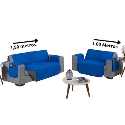 Imagem de Kit Capa Protetor Pet Sofa Matelado 2 e 3 Lugares Macio Reclinavel Retratil Macio Basico Simples