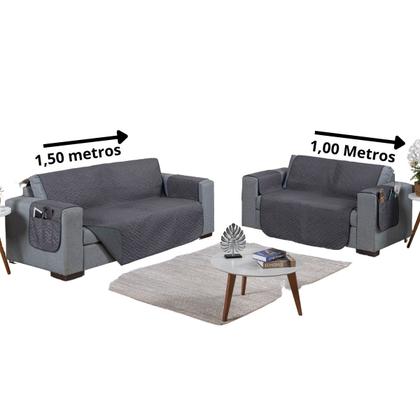 Imagem de Kit Capa Protetor Pet Sofa Matelado 2 e 3 Lugares Macio Reclinavel Retratil Macio Basico Simples
