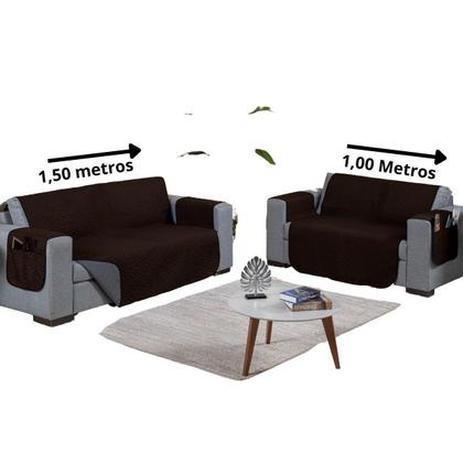 Imagem de Kit Capa Protetor Pet Sofa Matelado 2 e 3 Lugares Macio Reclinavel Retratil Macio Basico Simples