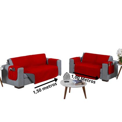 Imagem de Kit Capa Protetor Pet Sofa Matelado 2 e 3 Lugares Macio Reclinavel Retratil Macio Basico Simples