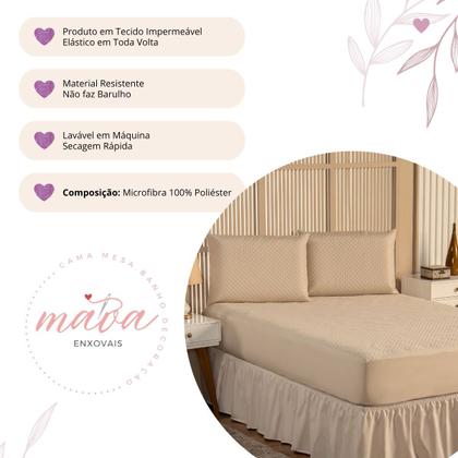 Imagem de Kit Capa Protetora Impermeável Casal Padrão + 2 Capas Impermeável para Travesseiro + Saia Box Elasticada