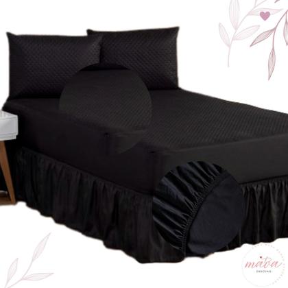 Imagem de Kit Capa Protetora Impermeável Queen Size + 2 Capas Impermeável para Travesseiro + Saia Box Elasticada