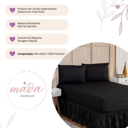 Imagem de Kit Capa Protetora Impermeável Queen Size + 2 Capas Impermeável para Travesseiro + Saia Box Elasticada