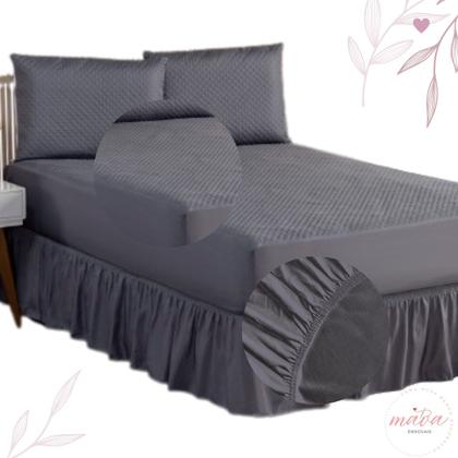 Imagem de Kit Capa Protetora Impermeável Queen Size + 2 Capas Impermeável para Travesseiro + Saia Box Elasticada