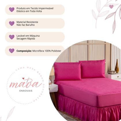 Imagem de Kit Capa Protetora Impermeável Queen Size + 2 Capas Impermeável para Travesseiro + Saia Box Elasticada