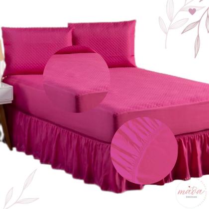Imagem de Kit Capa Protetora Impermeável Queen Size + 2 Capas Impermeável para Travesseiro + Saia Box Elasticada