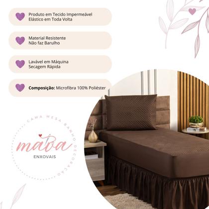 Imagem de Kit Capa Protetora Impermeável Solteiro + 1 Capa Impermeável para Travesseiro + Saia Box Elasticada