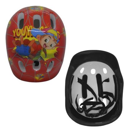 Imagem de Kit Capacete Cotoveleira Joelheira Infantil Bike Skate Verme