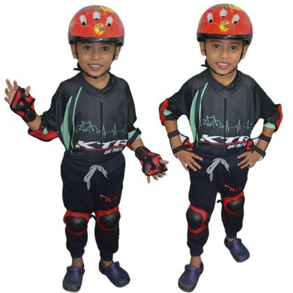 Imagem de Kit Capacete Cotoveleira Joelheira Infantil Bike Skate Verme