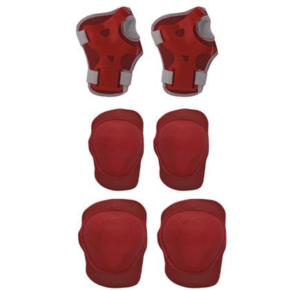 Imagem de Kit Capacete Cotoveleira Joelheira Infantil Bike Skate Verme