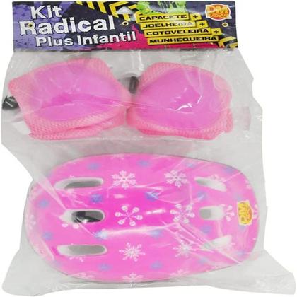 Imagem de Kit capacete proteção infantil joelheira cotoveleira munhequeira 7 peças menina rosa